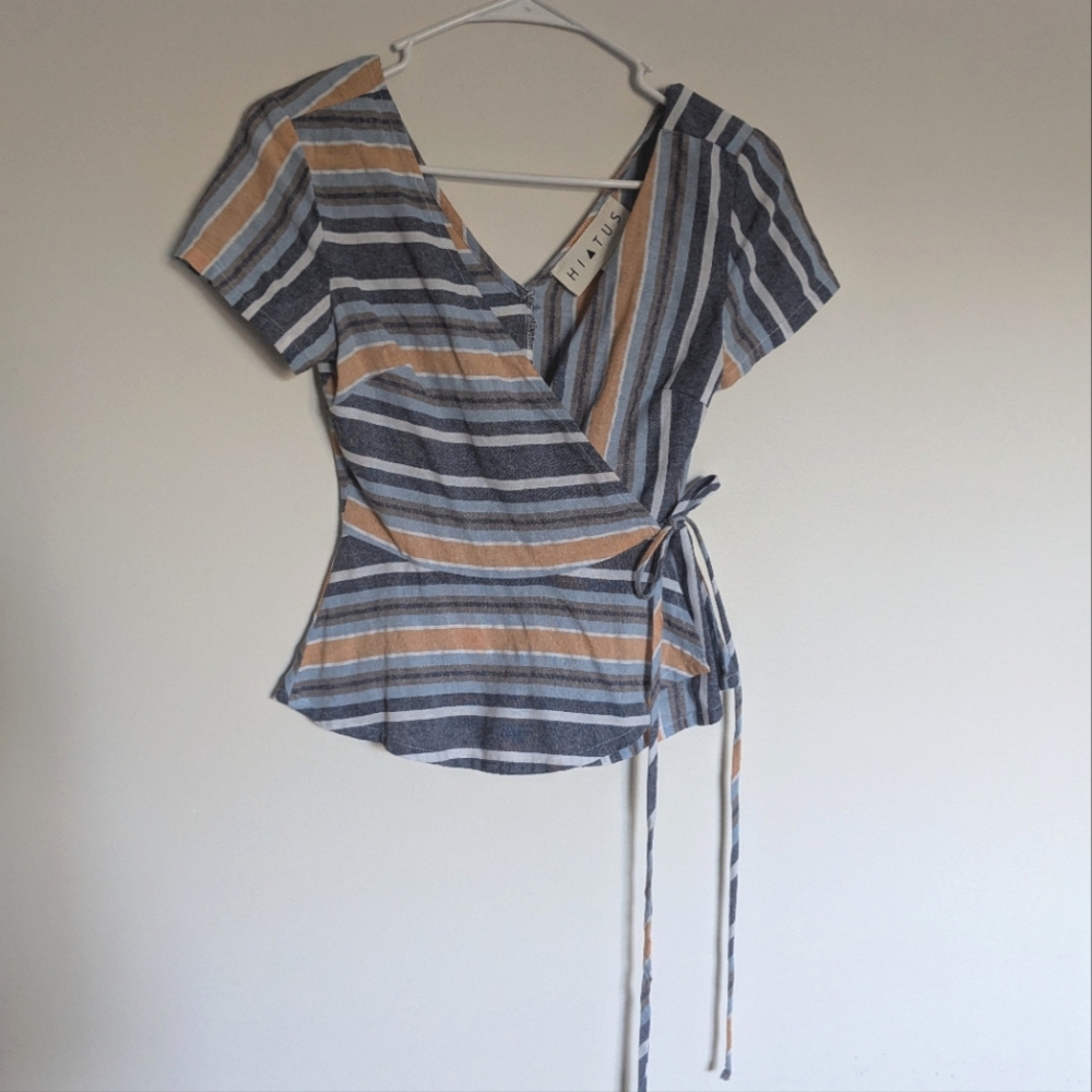 HIATUS striped wrap top xs